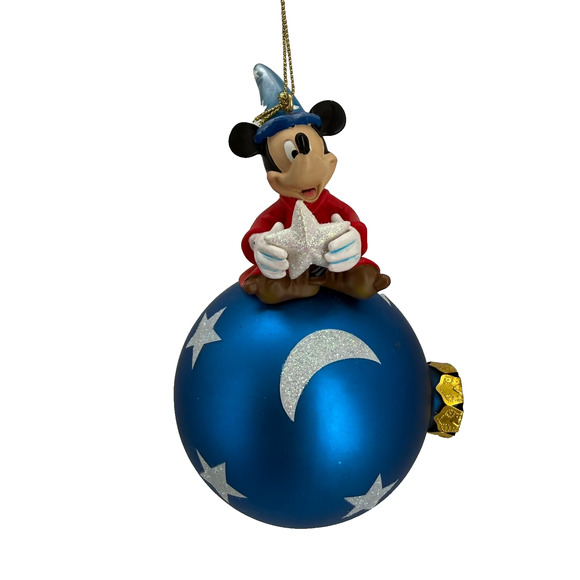 Disney Sorcerer Mickey on Blue Moon & Stars Ornament – Christmas Decoration - Picture 2 of 10